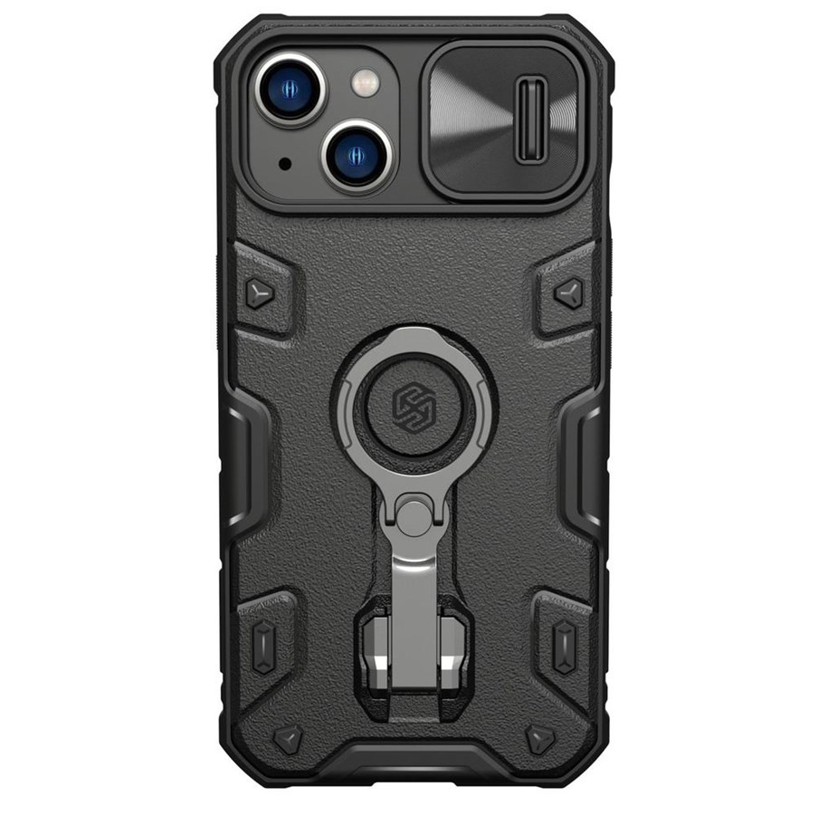 Mobil - Covers & Cases - Nillkin CamShield Armor Pro Magnetic Case iPhone 14 Plus MagSafe Armored Cover Stand Ring Black - 6902048248830