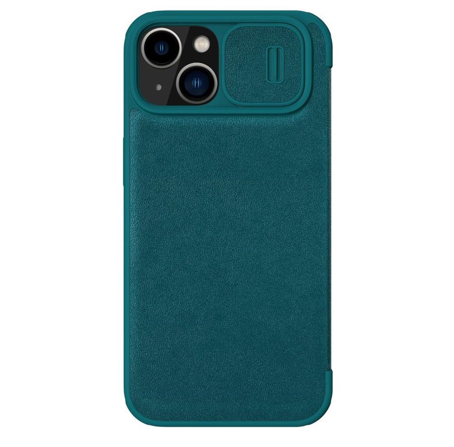 Mobil - Covers & Cases - Nillkin Qin Leather Pro Case iPhone 14 Plus Case Camera Cover Holster Cover Case With Flip Green - 6902048249103