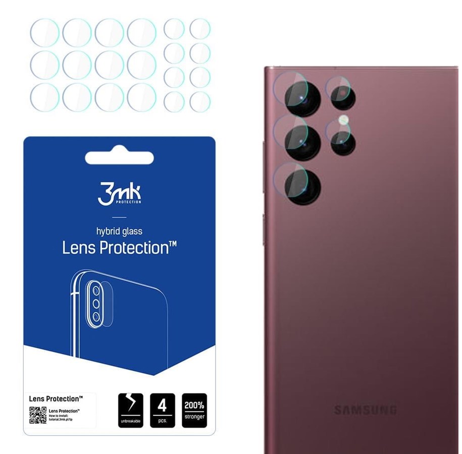 Mobil - Beskyttelsesglas - 3mk Lens Protection™ hybrid camera glass for Samsung Galaxy S22 Ultra 5G - 5903108456142
