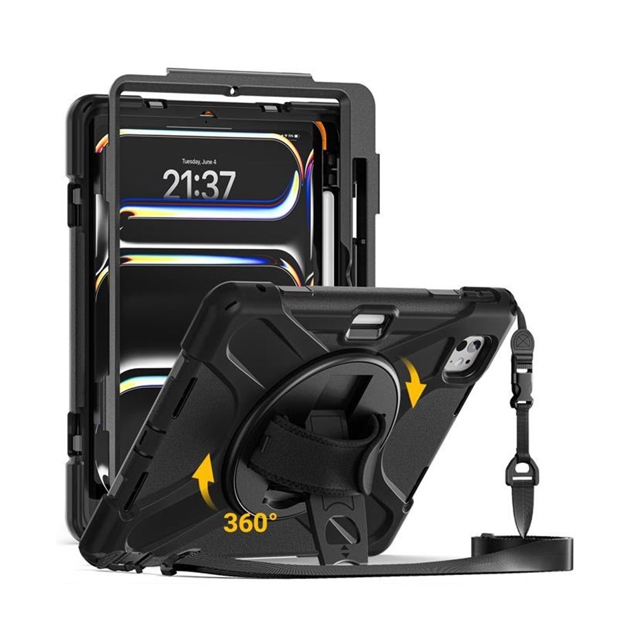 Tablet - Covers & Cases - CRONG Defender Plus – Rugged case iPad Pro 11" M5 (2025) / M4 (2024) - Black - CRGDPIPDP11BLK